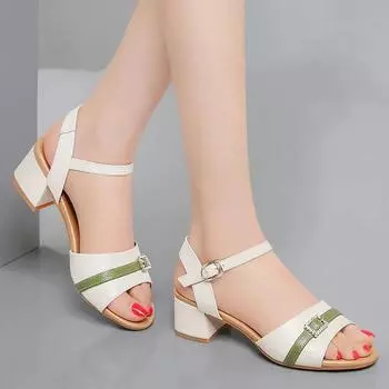 Cresfimix женские повседневные босоножки большого размера с открытым носком высокого качества, женские модные удобные летние туфли на полом каблуке A9507 35