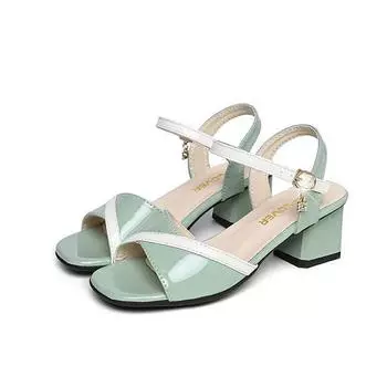 Cresfimix женские повседневные зеленые босоножки с открытым носком на весну и лето, классические удобные черные босоножки на каблуке из искусственной кожи A998 35