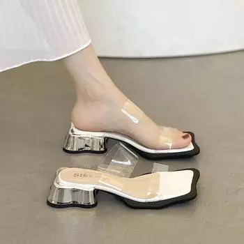 Cresfimix женские сексуальные легкие прозрачные босоножки на квадратном каблуке без застежек женские милые удобные весенние босоножки на каблуке A1114 35