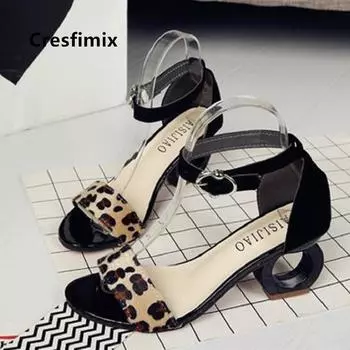 Cresfimix женские сексуальные высококачественные летние босоножки на высоком каблуке для вечеринок женские модные милые леопардовые босоножки Frauen Hausschuhe a5370 35