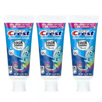 Crest, Advanced Children s, зубная паста с фтором против кариеса, для детей от 3 лет, со вкусом жевательной резинки, 3 тюбика, 119 г (4,2 унции) каждый