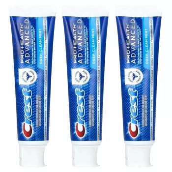 Crest, Pro-Health Advanced, зубная паста с фтором, глубоко очищающие мятные конфеты, 3 шт. в упаковке, 5,1 унции (144 г) каждый