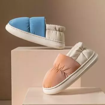 Crestar Fashion Fur Cotton Slippers, зимние новые водонепроницаемые хлопковые тапочки для улицы, теплые мягкие уютные домашние тапочки Macaron Slides 36-37