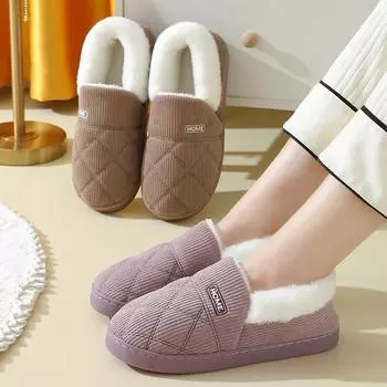 Crestar зимние плюшевые тапочки для женщин теплые меховые нескользящие облачные тапочки для дома дышащая толстая плоская подошва удобная домашняя обувь 36-37