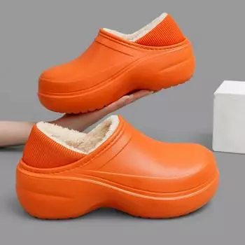 Crestar женские зимние пушистые тапочки модные теплые мягкие толстые подошвы плюшевые пушистые тапочки новые парные уличные нескользящие хлопковые туфли 36-37