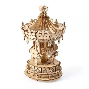 CRESYMME Деревянный 3D-пазл, набор для сборки деревянной 3D-модели, подарок для детей и взрослых (Карусель)