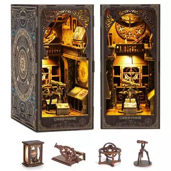CRESYMME Миниатюрный кукольный домик книжный уголок набор деревянный DIY 3D хобби ручная работа (Астрономический музей)