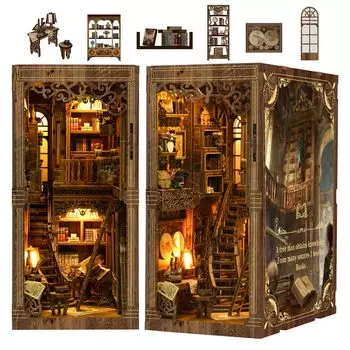 CRESYMME Миниатюрный кукольный домик книжный уголок набор деревянный DIY 3D хобби ручная работа из старого (Книги Юмэдзо)