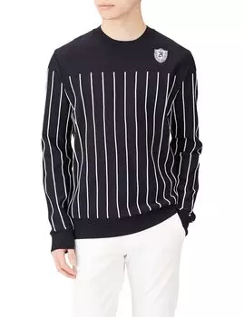 Crew Neck Knit Pullover Pinstripe Pattern Navy 6 [Pearly Gates] Men s / 053-3270915 120_Dark [LL]
