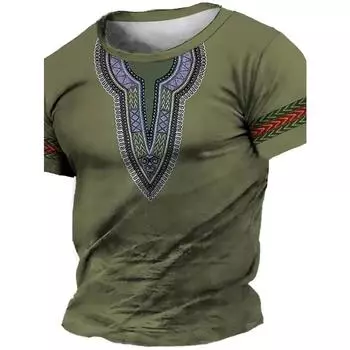 Футболка с круглым вырезом и коротким рукавом, повседневная, для мужчин и подростков, идеально подходит для повседневной носки, курортов, сезона весна/лето/осень S зелёный