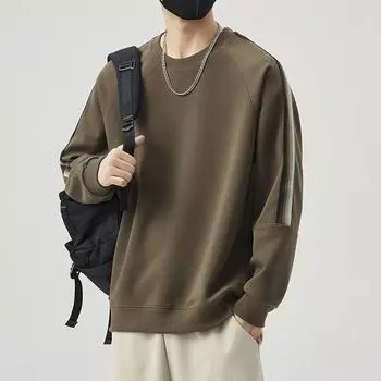 Crew Neck Splicing Contrasting Striped Sweater Men S Spring And Autumn Design Sense Niche Trendy Brand Loose Pullover Long-Sleeved T-Shirt M