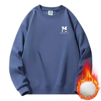 Crew Neck Sweater Male Fleece Thickened Teen Student Spring and Autumn M