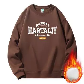 Crew Neck Sweater Male Students New Velvet Trend Loose Bottoming Shirt Couple Casual Versatile Top M белый