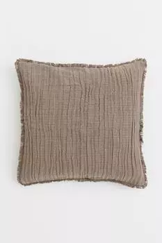 Crinkled linen-blend cushion cover
