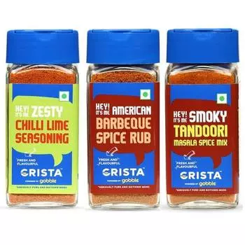 CRISTA International Seasonings Combo Pack - 5 | American Barbeque x 1, 50 г | Приправа чили и лайма x 1, 50 г | Smoky 1, 45 г