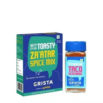 CRISTA Za atar and Taco Seasoning Combo Pack | Za atar Spice Mix x 1, 100 gms | Taco Seasoning x 1, 45 gms , Additives & Preservatives