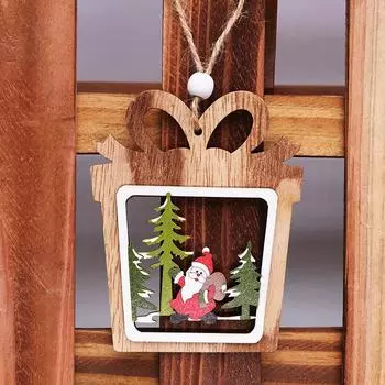 Рождественский колокольчик Счастливого Рождества Пятиконечная звезда Гном Деревянный кулон Рождественские украшения Подарочный кулон Украшение для дома Счастливого Нового года Уникальный Bell Old Man