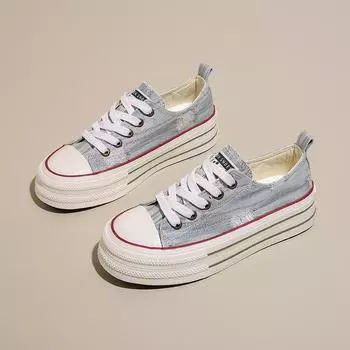 CRLAYDK 2024 Classic Women s Canvas Sneakers Lace Up Platform Casual Low Top Fashion Skate Walking Tennis for Ladies Loafers 36