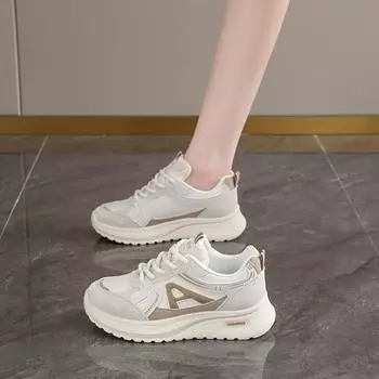 CRLAYDK 2024 осень новые модные массивные кроссовки для женщин кожаные туфли на платформе со шнуровкой для тренировок спортивные повседневные прогулки теннис 38