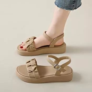 CRLAYDK 2024 New Fashion Women s Ankle Strap Platform Sandals Summer Casual Fold Design Open Toe Walking Shoes Beach Slippers 36