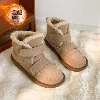 CRLAYDK 2024 New Fashion Women s Suede Winter Snow Boots Faux Fur Lined Warm Ankle Outdoor Shoes Slip On Short Walking Booties 35