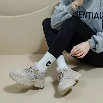 CRLAYDK 2024 New Women s Chunky Sneakers Lace Up Platform Mesh Walking Shoes Fashion Casual Wedge Sport Dad Running Tennis 35