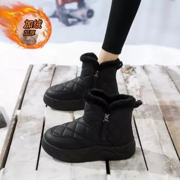 CRLAYDK 2024 New Women s Snow Ankle Boots Waterproof Shoes Winter Warm Soft Lined Zipper Walking Fashion Platform Short Booties 35