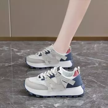 CRLAYDK 2024 осень новые женские кроссовки на платформе прогулочные массивные кожаные туфли удобные на шнуровке повседневные модные теннисные туфли для женщин 35