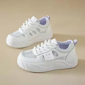 CRLAYDK 2024 Summer New in Women Platform Sneakers Mesh Breathable Walking White Shoes Skatebaording Casual Non Slip Tennis 35