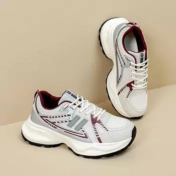 CRLAYDK 2024 Women s Chunky Sneakers Lace Up Platform Breathable Sports Walking Shoes Casual Wedge Fashion Running Tennis 35