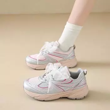 CRLAYDK 2024 женские кроссовки на платформе с массивным каблуком, модные прогулочные, на шнуровке, милые, удобные, для папы, для тренировок, спорта, повседневного тенниса 35