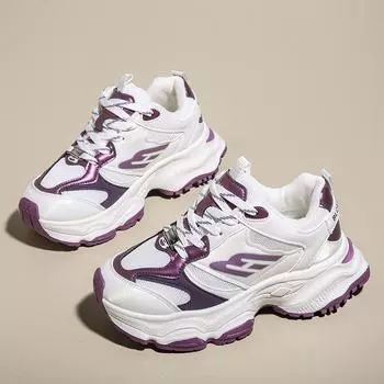 CRLAYDK 2024 женские кроссовки на танкетке на высоком каблуке со шнуровкой модные прогулочные туфли на платформе Dad Chunky повседневные спортивные модные теннисные туфли 35