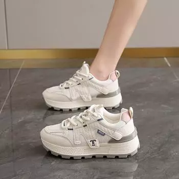 CRLAYDK 2024 женские кроссовки для ходьбы, модные кроссовки на платформе, массивные, на шнуровке, повседневные, сетчатые, дышащие, для бега, тенниса для женщин 38