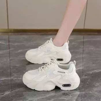 CRLAYDK 2024 женские кроссовки на платформе с массивным каблуком, модные кроссовки для ходьбы, спортивные повседневные кроссовки для папы, теннисные туфли на танкетке для леди 38