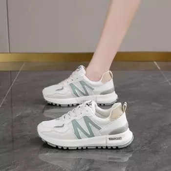 CRLAYDK Кроссовки на толстой платформе для женщин, сетчатые, на шнуровке, повседневные, белые, для ходьбы, модные, спортивные, для шопинга, тенниса 35