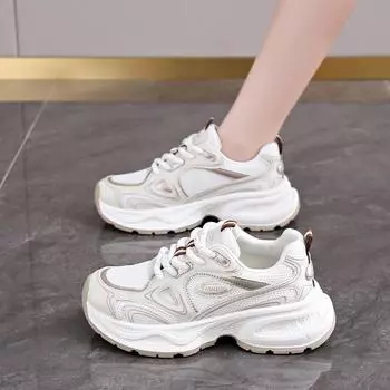 CRLAYDK Chunky Sneakers for Women Dad Shoes Platform Lace Up Mesh Girls Wedge Fashion Comfort Casual Sports Walking Tennis 35