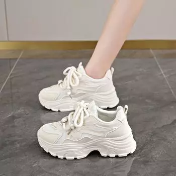 CRLAYDK Кроссовки на толстой подошве для женщин, модные белые сетчатые туфли для папы, удобные, для ходьбы, спорта и тенниса для женщин 35