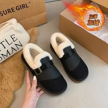 CRLAYDK Дизайнерские женские пушистые теплые мокасины Тапочки Мягкие зимние домашние женские замшевые мокасины с меховой подкладкой Бота для отдыха на природе 35