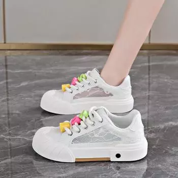 CRLAYDK Дизайнерские женские кружевные повседневные симпатичные туфли с низким верхом для летних прогулок, белые кроссовки, лоферы для девочек, модные туфли для скейтбординга и тенниса 35