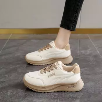 CRLAYDK Fashion Women s Lightweight Sneakers Leather Platform Lace Up Shoes Comfortable Casual Walking Sport Tennis for Ladies 35