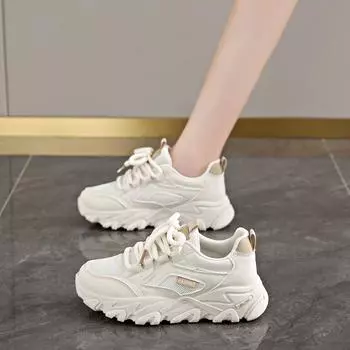 CRLAYDK Кроссовки для ходьбы для женщин Сетчатые кроссовки на толстой платформе Модные кроссовки для бега со шнуровкой Удобные спортивные повседневные теннисные 37