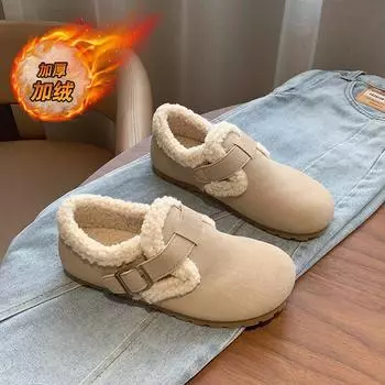 CRLAYDK Модные зимние женские мокасины из замши с подкладкой из искусственного меха женские домашние мокасины без застежек для дома и улицы теплые тапочки 35