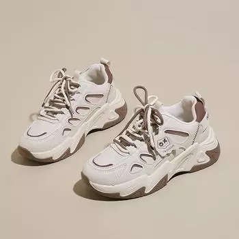 CRLAYDK PU кожаные кроссовки для женщин массивная платформа для ходьбы шнуровка модная удобная обувь для тренировок спорт работа повседневный теннис 35