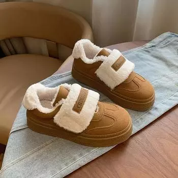 CRLAYDK Snow Shoes for Women Suede Winter Warm Fur Lined Comfortable Platform Cute Short Booties Casual Outdoor Sneakers 35