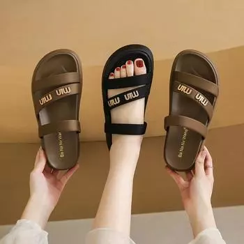 CRLAYDK Summer Strap Sandals for Women Platform Comfort Slides Open Toe Beach Shoes Casual Height Increase Walking Slippers 35