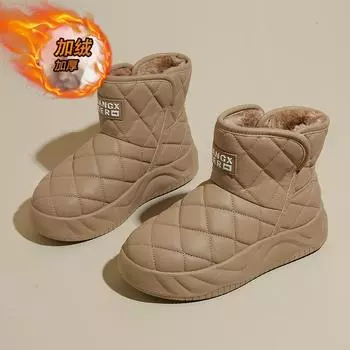 CRLAYDK Winter New Women Boots Ankle Keep Warm Fur Lined Snow Shoes Platform Leather Waterproof Outdoor Walking Ladies Booties 35