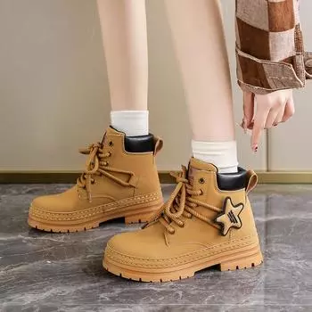 CRLAYDK Women s Ankle Boots Fashion Waterproof Hiking Anti Slip Cute Lace Up Shoes Casual Combat Platform Outdoor Booties 35