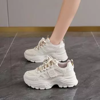 CRLAYDK Women s Chunky Sneakers Wedge Fashion Dad Shoes Platform Casual Leather Comfortable Walking Sports Running Tennis 35