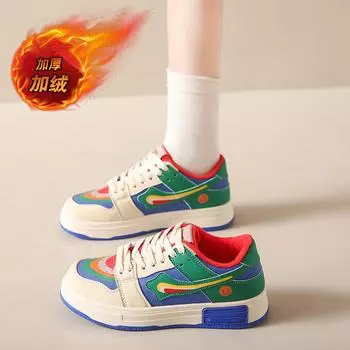 CRLAYDK Women s Classic Fashion Sneakers Winter Fur Lined Casual Tennis Skate Leather Shoes Walking Footwear Anti Slip Trainers 33