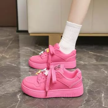 CRLAYDK Women s Dopamine Skateboard Flat Shoes for Girls PU Leather Lace Up Sneakers Walking Cute Star Casual Sport Tennis 35